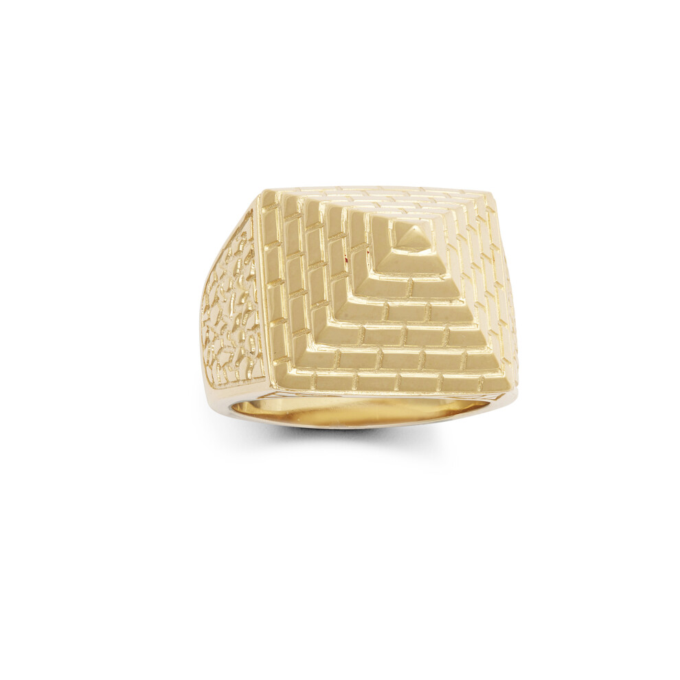 (T) Jewelco London Men's Solid 9ct Yellow Gold Egyptian Pyramid 1/2oz 20mm Signet Ring - JRN583