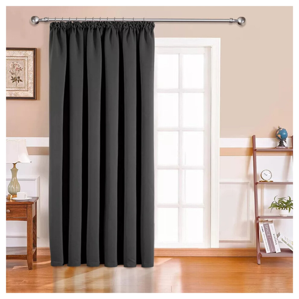 Aspire Homeware (66'X84" (Single Panel Door Curtain), ) Blackout Pencil Pleat Curtains & Drapes Ready Made Grey