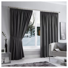 (66"X90", Grey) Blackout Pencil Pleat Curtains & Drapes Ready Made
