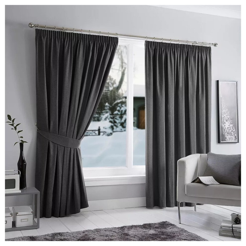 Aspire Homeware (90X90", ) Blackout Pencil Pleat Curtains & Drapes Ready Made Grey