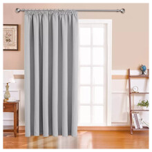 (66'X84" (Single Panel Door Curtain), Silver) Blackout Pencil Pleat Curtains & Drapes Ready Made