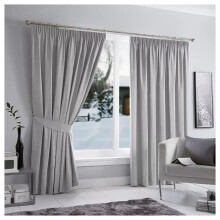 (66"X90", Silver) Blackout Pencil Pleat Curtains & Drapes Ready Made