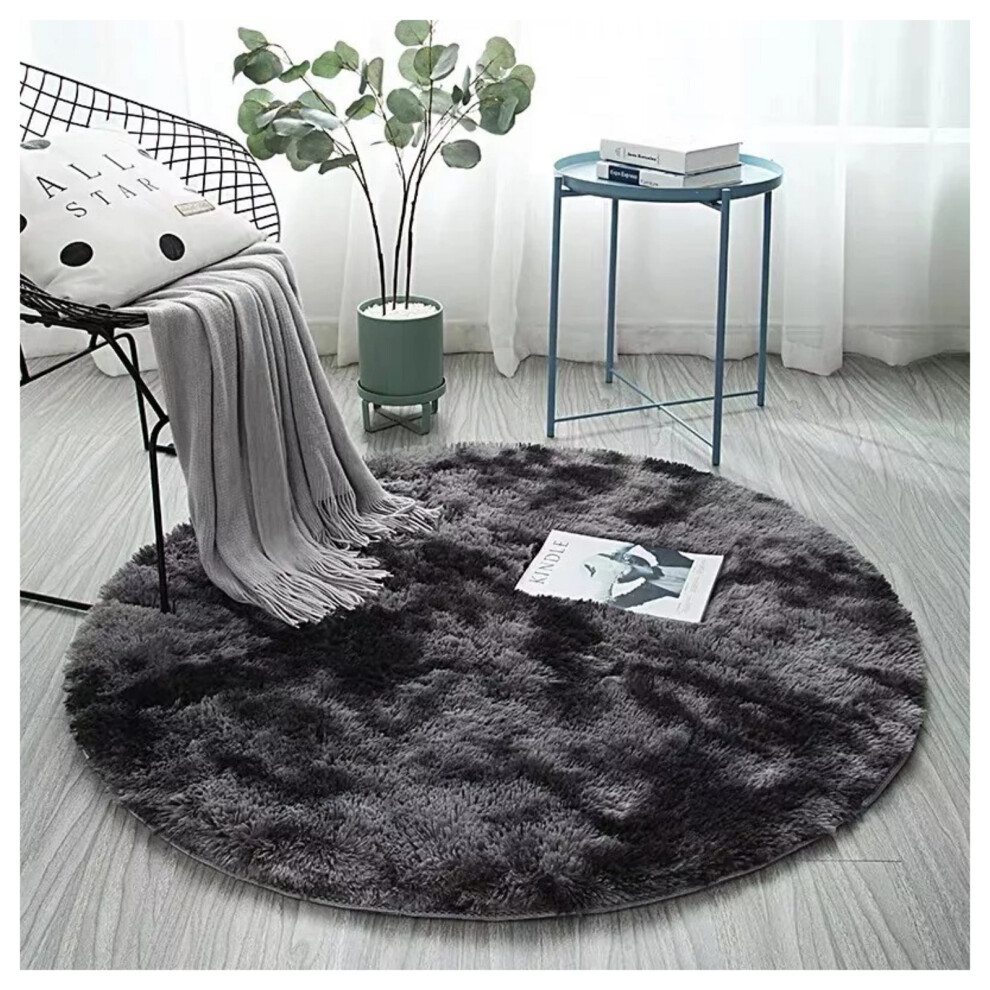 (Charcoal, 120 x 120 cm) Non Slip Shaggy Rugs Carpet Runner Large Doormats