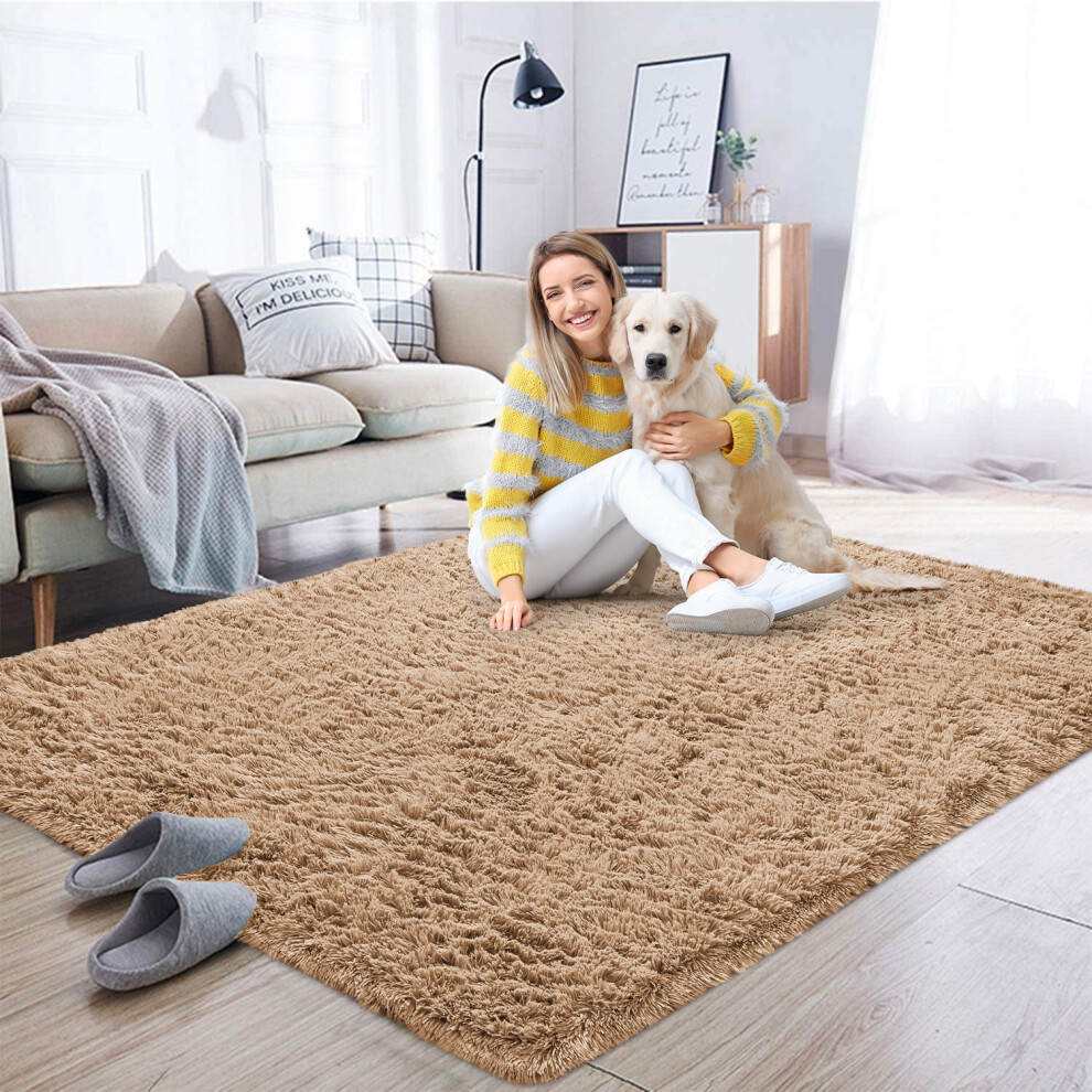 (Beige , 60 x 220 cm) Non Slip Shaggy Rugs Carpet Runner Large Doormats