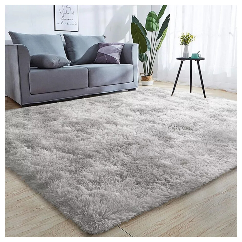 (Silver, 160 x 230 cm) Non Slip Shaggy Rugs Carpet Runner Large Doormats