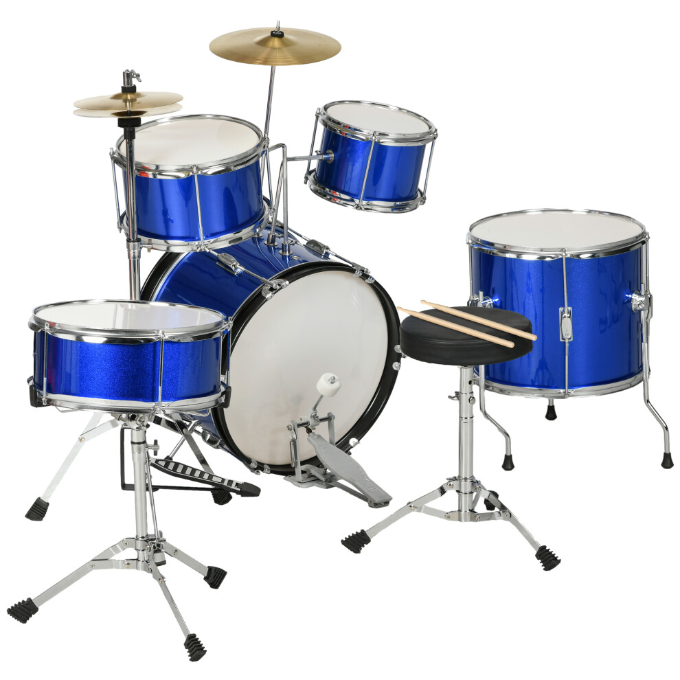 AIYAPLAY 11-Piece Junior Drum Set For Kids With Stool, Drumsticks, Blue