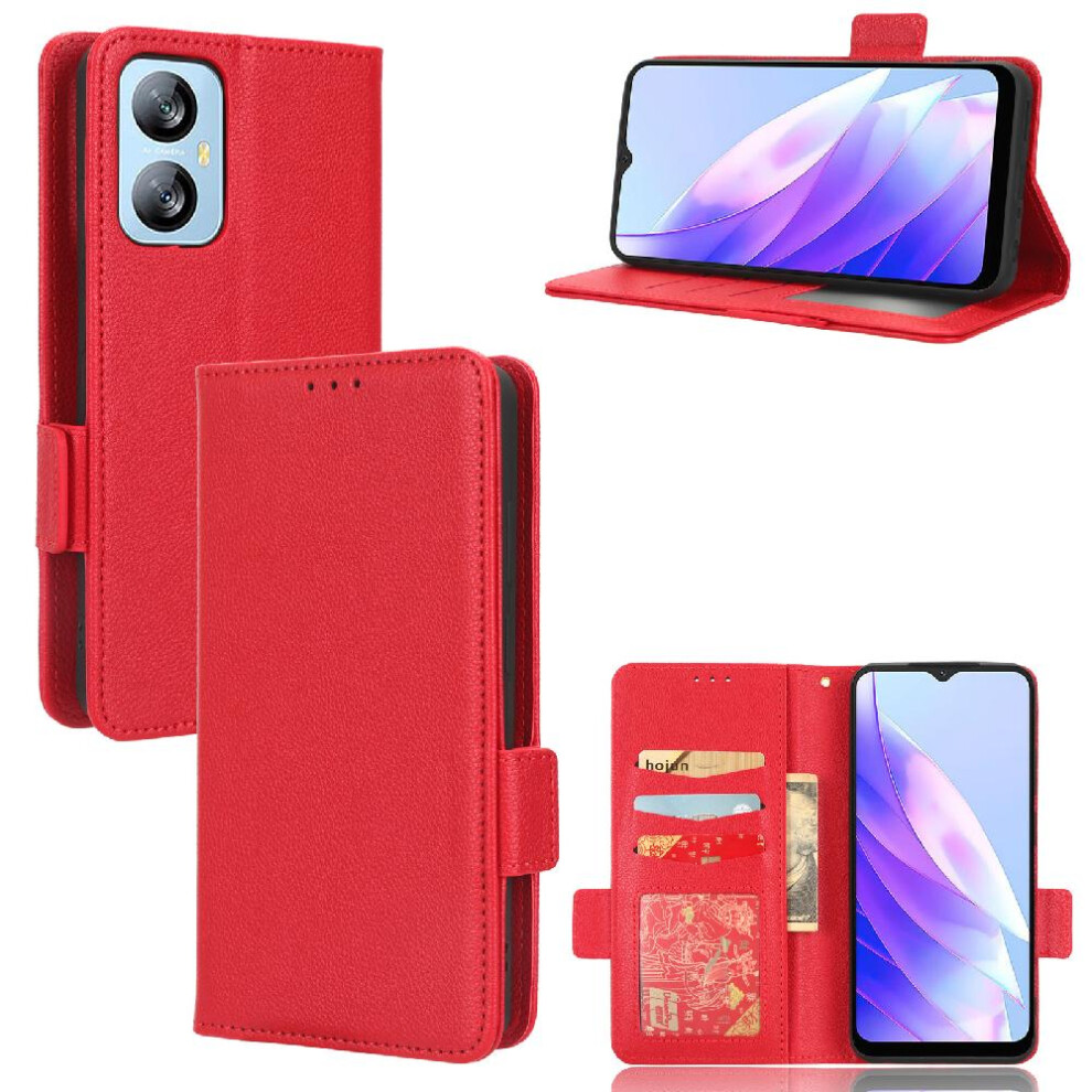 (Red) Case For Blackview A52 Pu Leather Card Slots Holder Magnetic Side Buckle Wallet Red 764762794217