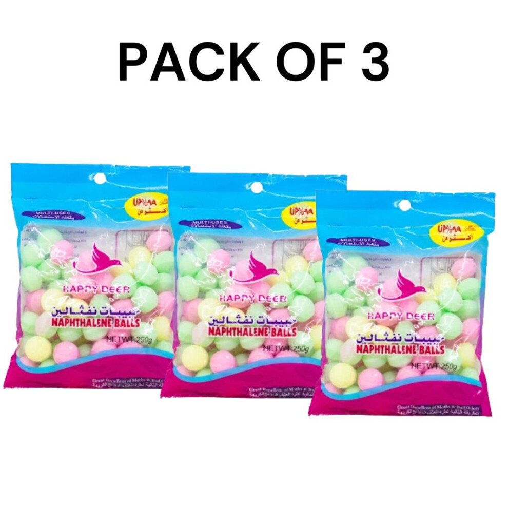 Rush Deer Naphthalene Ball 250g Pack Of 3|Great Repellent Of Moths & Bad Odors|Moth Balls & Repellers|Small Balls Multicolor|Bathrooms,Rooms&Wardrobes