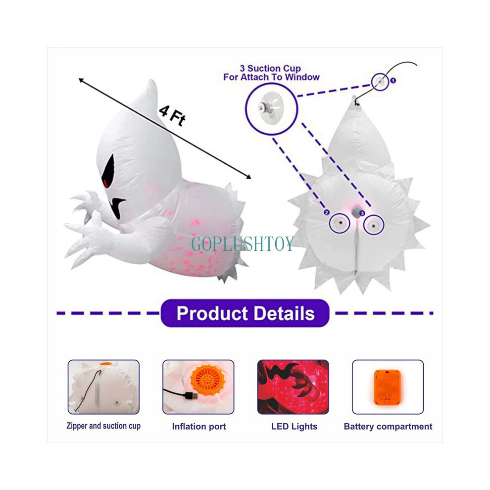 Halloween Inflatable Ghost Outdoor Decorations LED Light Out Window on