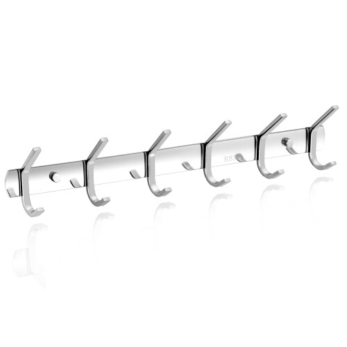 (6 Hooks) Coat Hooks Wall Mounted Stainless Steel Rack