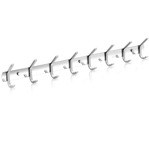 (8 Hooks) Coat Hooks Wall Mounted Stainless Steel Rack