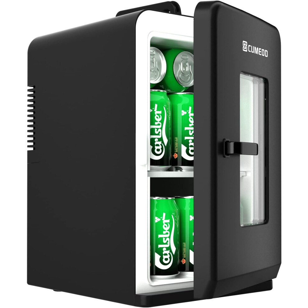 Mini Fridge 15 Liter/21 Cans, Upgrade Portable AC DC Power Small Fridge for Bedroom, Car, Office, Thermoelectric Cooler and Warmer Skincare Fridge