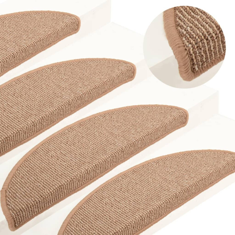 Vidaxl Hellbraun Stair Mats 15 Pcs 65X21x4 Cm Light Brown Half Round Large - Image 2