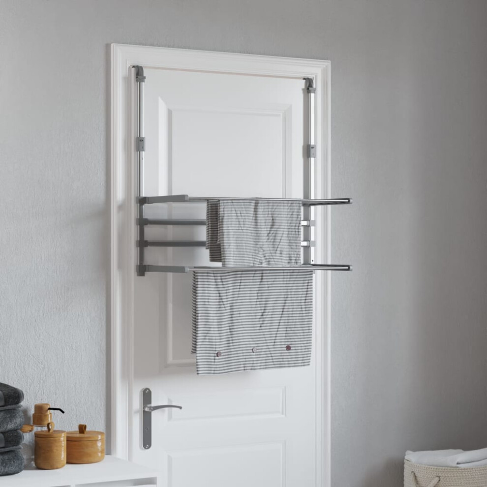 vidaXL Drying Rack for Balcony Over the Door Clothes Airer Towel Rack Aluminium