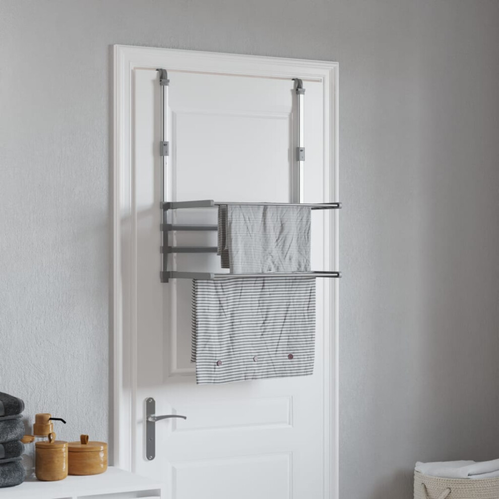 vidaXL Drying Rack for Balcony Over the Door Clothes Airer Towel Rack Aluminium