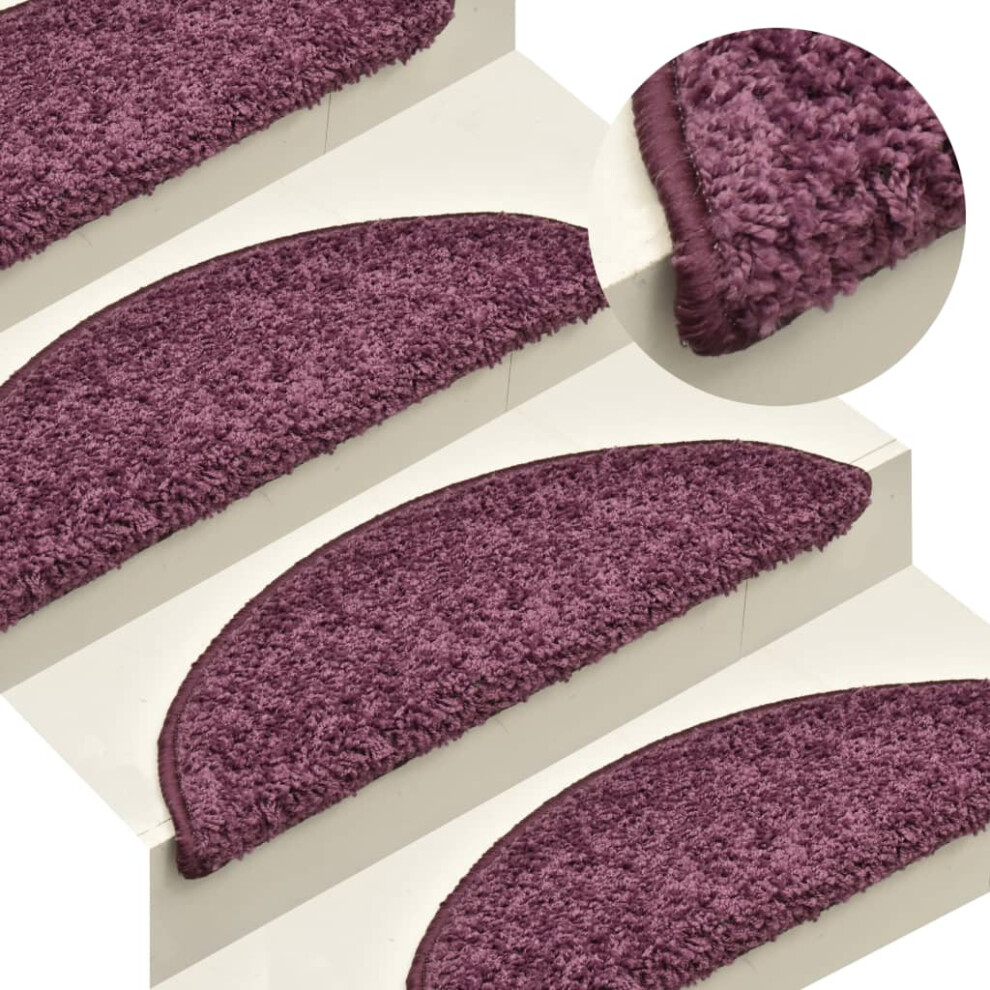 vidaXL Carpet Stair Treads 15 pcs Dark Purple 65x21x4 cm