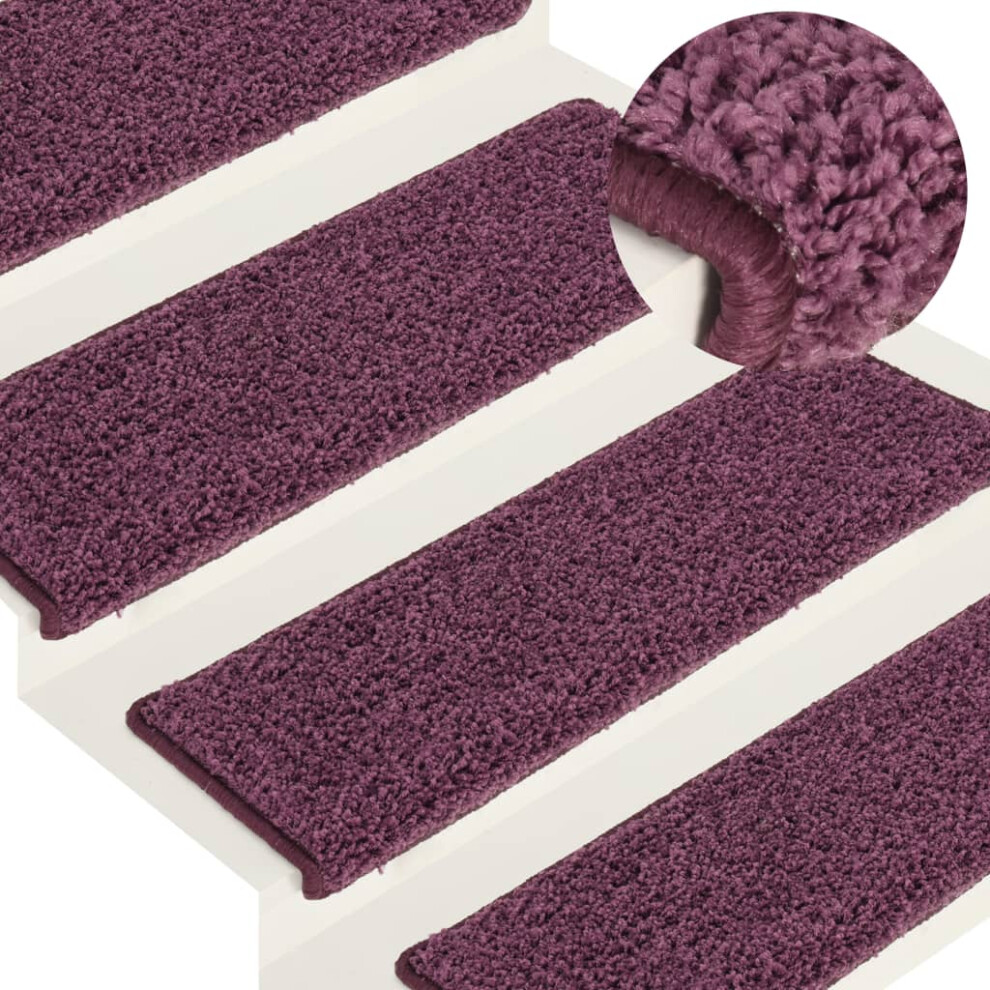 vidaXL Carpet Stair Treads 15 pcs 65x21x4 cm Dark Purple