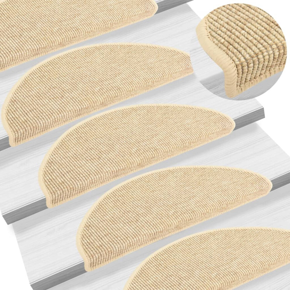 Vidaxl Stair Mats Carpet Stair Tread Rug Self-Adhesive Sisal-Look 15 Pcs Beige