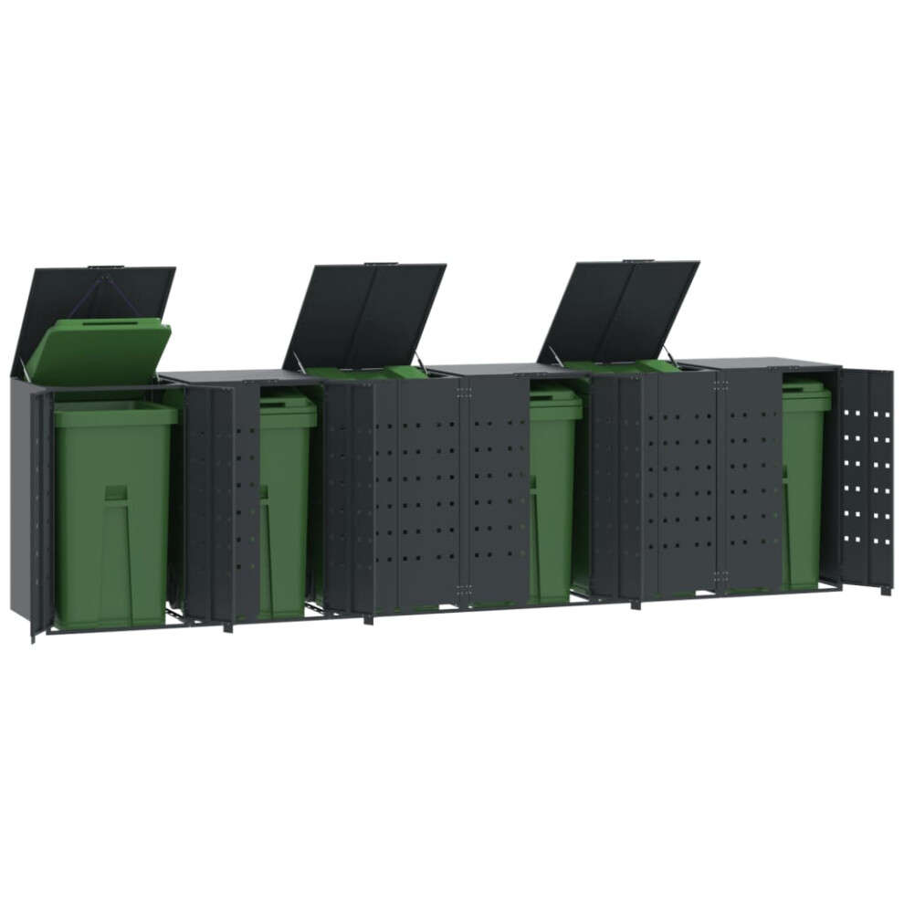 vidaXL Wheelie Bin Storage for 6 Bins Rubbish Trash Cover Anthracite Steel