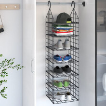 vidaXL Hanging Closet Organizer with 7 Shelves - Open-Design Clothes Storage Shelf 344375