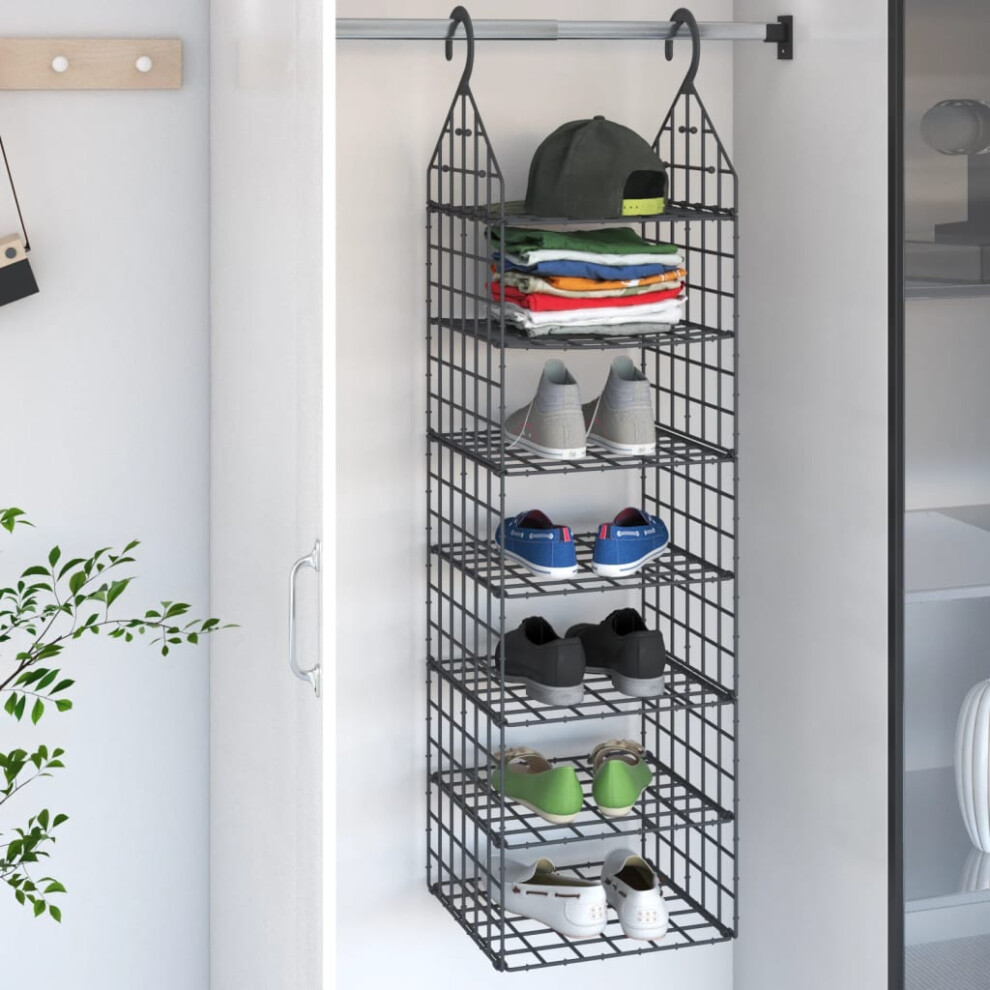 Vidaxl Hanging Closet Organizer With 7 Shelves - Open-Design Clothes Storage Shelf 344375