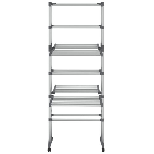 VidaXL vidaXL 3-Tier Laundry Drying Rack with Wheels Silver Clothes Drying Stand 2