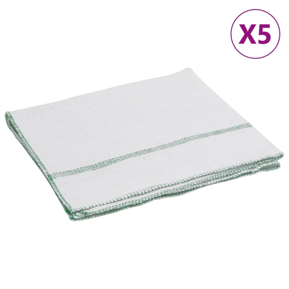 vidaXL Floor Cloths 5 Pcs White With Green Stripes 50x60 Cm