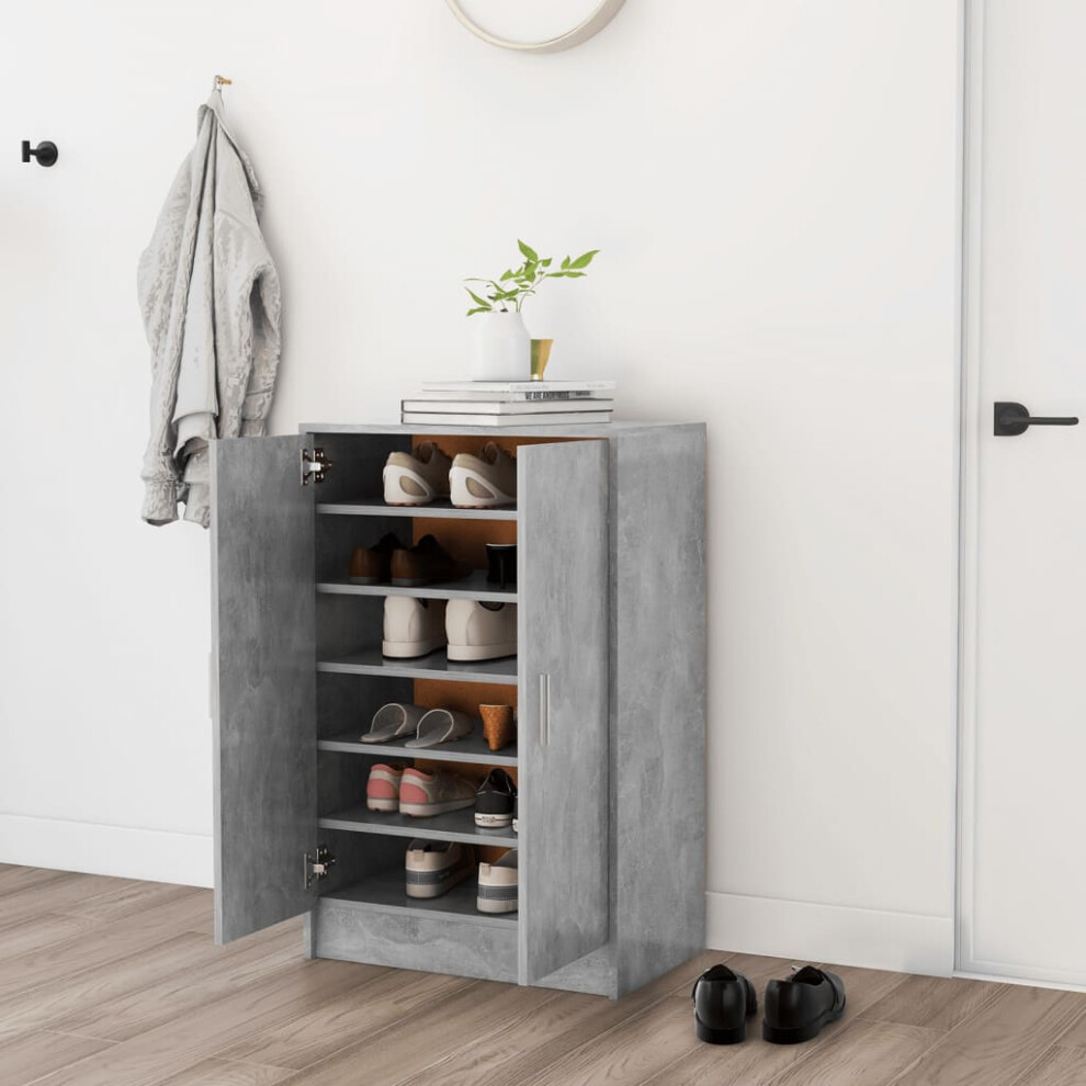 Vidaxl Shoe Cabinet Concrete Engineered Wood Hallway Shoe Organiser Rack Grey
