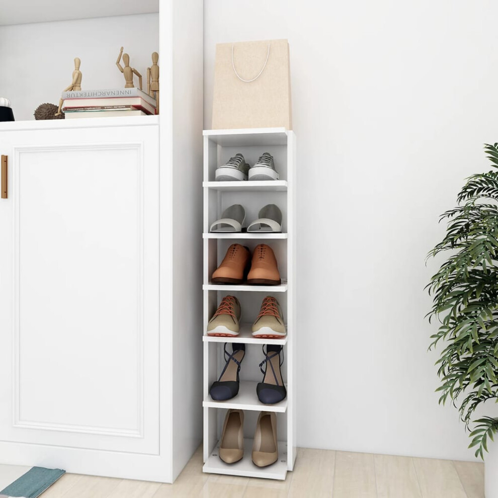 Vidaxl Shoe Cabinet White Engineered Wood Household Shoe Storage Shelf Rack