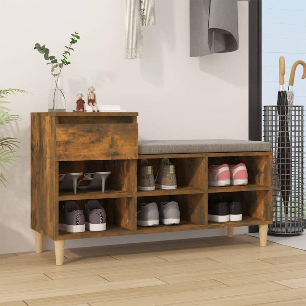 vidaXL Shoe Cabinet Smoked Oak 102x36x60 cm Engineered Wood