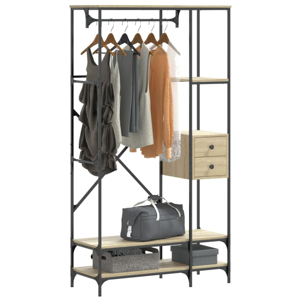 Vidaxl Clothes Rack With Shelves Coat Rack Stand Sonoma Oak Engineered Wood