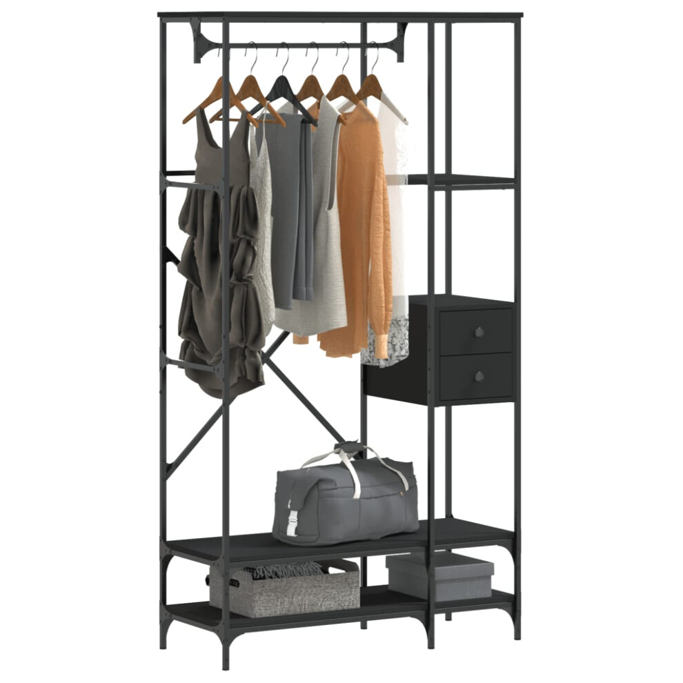 vidaXL Clothes Rack with Shelves Black Engineered Wood