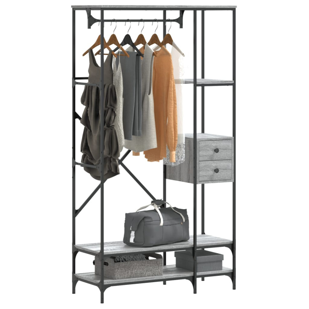 Vidaxl Clothes Rack With Shelves Coat Rack Stand Grey Sonoma Engineered Wood