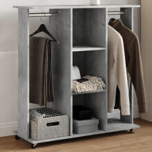 vidaXL Wardrobe with Wheels Clothes Organiser Concrete Grey Engineered Wood