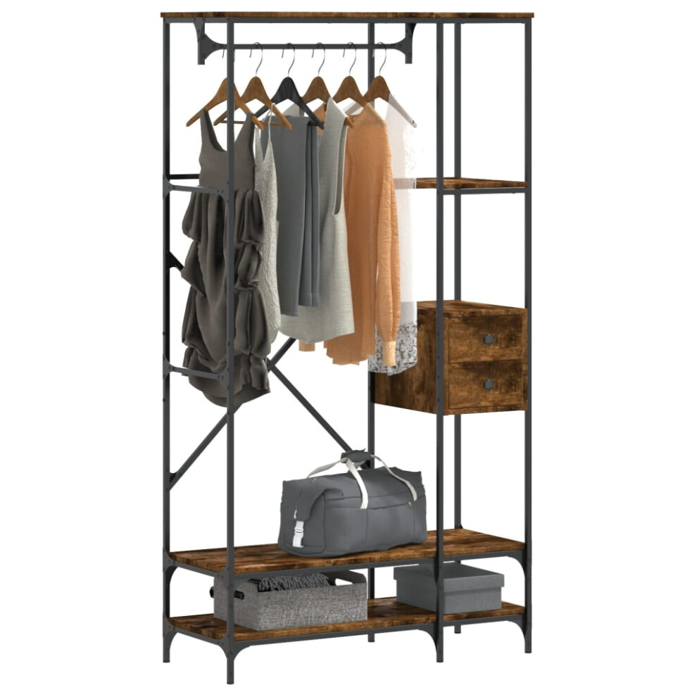 vidaXL Clothes Rack with Shelves Smoked Oak Engineered Wood