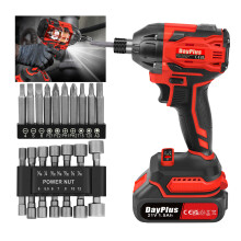 Brushless Cordless Impact Wrench Wheel Wrench Impact Gun 1/2inch Torque Wrench with 14pcs Sockets 10pcs Screwdriver Bits1.5Ah Li-ion Battery Charger