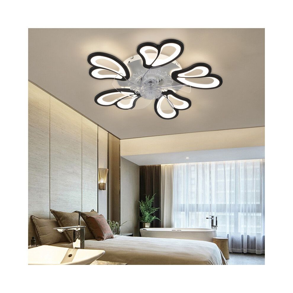 Modern Black Flower Shape LED Ceiling Fan Light