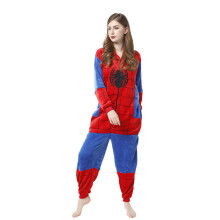 (S) Flannel Spider-Man one-piece pajamas, couple pajamas, women's loungewear