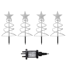 Set of 4 Spiral Christmas Tree Garden Path Lights with 100 White LEDs