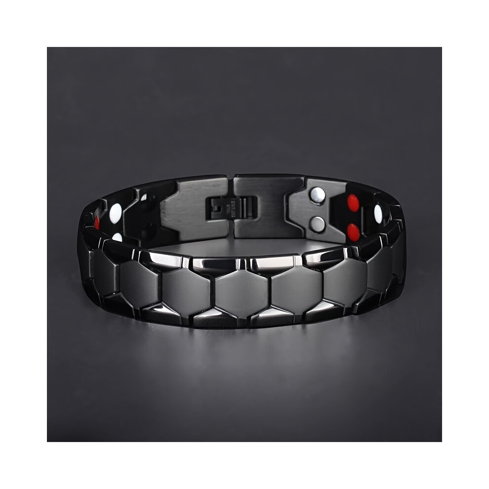 (Black) Magnetic Titanium Steel Bracelet for Men - Domineering Fashion, 4-in-1 Energy, Waterproof, Colorfast - Perfect Gift for Family and Friends