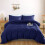 (Navy (Blue), King) Plain Dyed Duvet/Quilt Covers Double King Size Bed 1