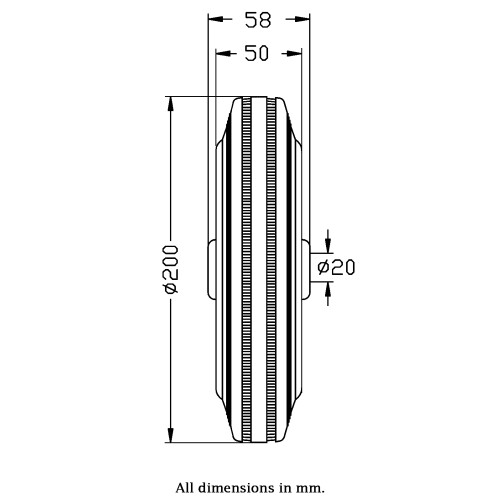 200mm Rad mit schwarzem Gummi auf gepresstem Stahlkern 1