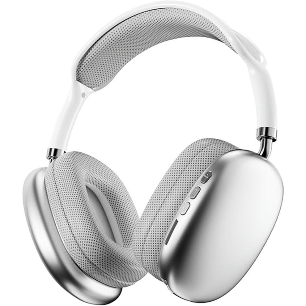 (Silver) Wireless Bluetooth Headphones Over-Ear for iPhone, Active Noise Cancelling Wired Stereo Headset with Microphones,  Headphones for iPhone/Android/PC
