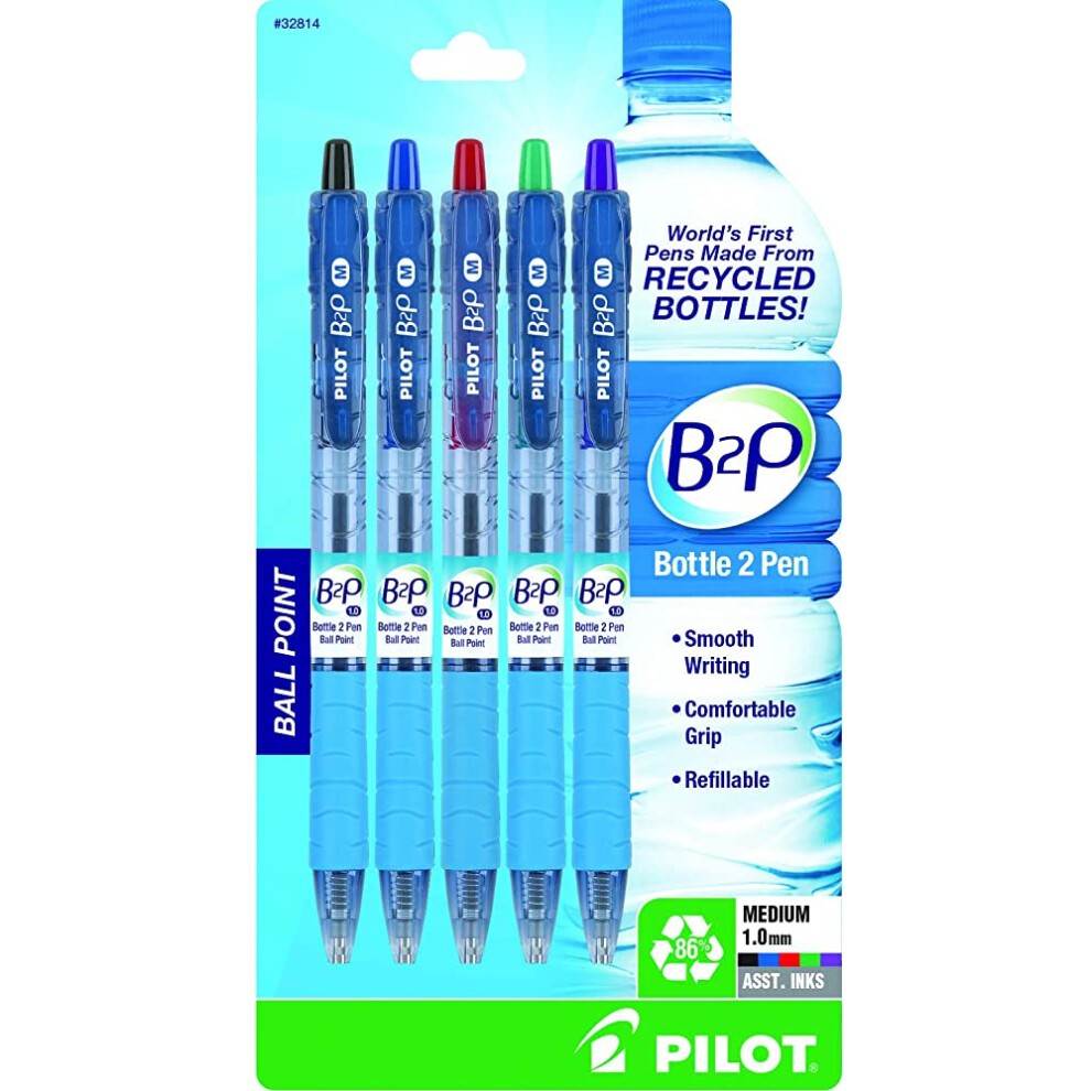 Pilot - B2P Ecoball Ballpoint pen flow pack - Medium - Black/Blue/Red/Green - Pack of 4