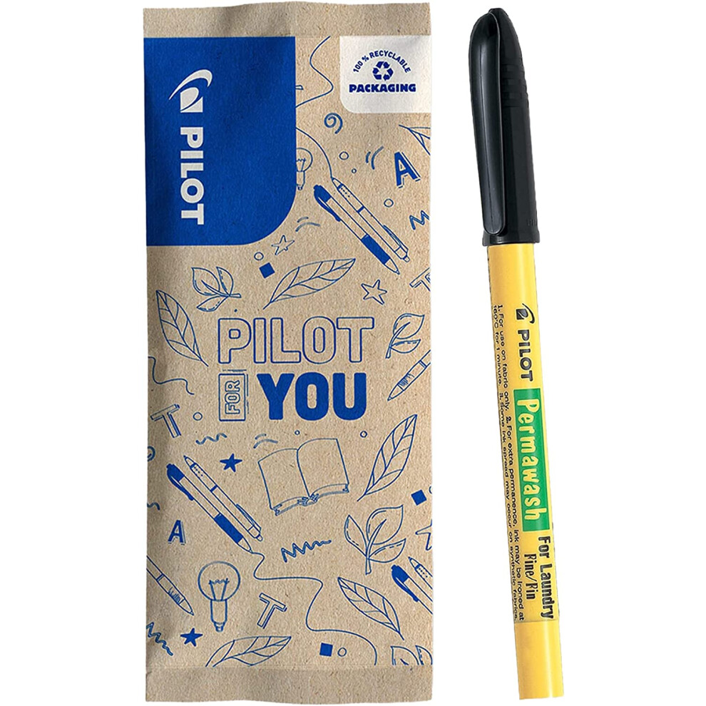 Pilot - Permawash Textile Marker flow pack - Black - Pack of 2