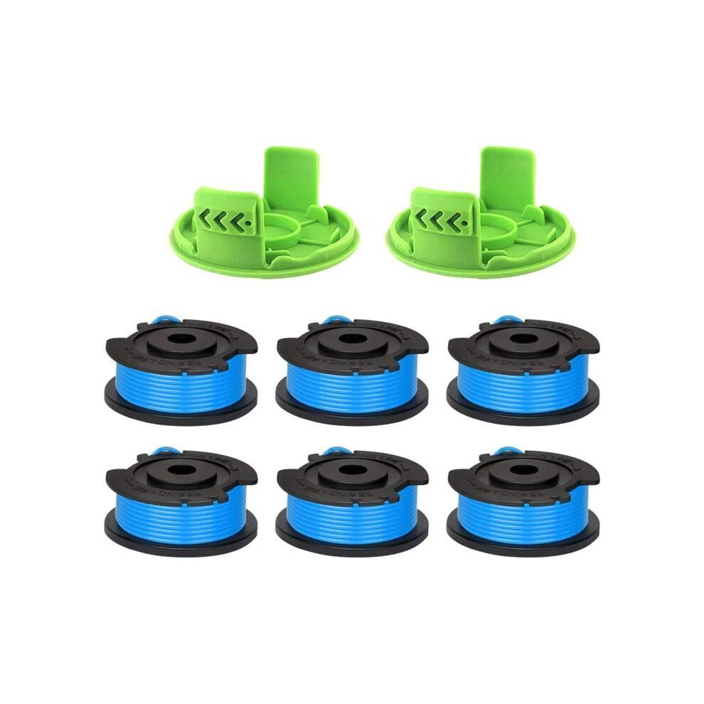 Replacement line spool for Greenworks G24LT, G24LTK2, G24LT30M and G24LT30MK2 24V brush cutter (6 spools + 2 caps[835]