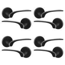 (4x Black Rose) 4/6Pcs Como Metal Door Easy Fits Lever Handles Polish Satin Rose Round Set, Fire Stain Scratch Resistant for All Doors, Easy Install Tool 105 x 52mm