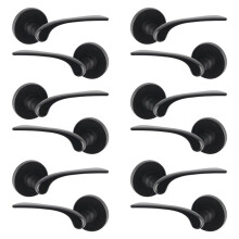 (6x Black Rose) 4/6Pcs Como Metal Door Easy Fits Lever Handles Polish Satin Rose Round Set, Fire Stain Scratch Resistant for All Doors, Easy Install Tool 105 x 52mm