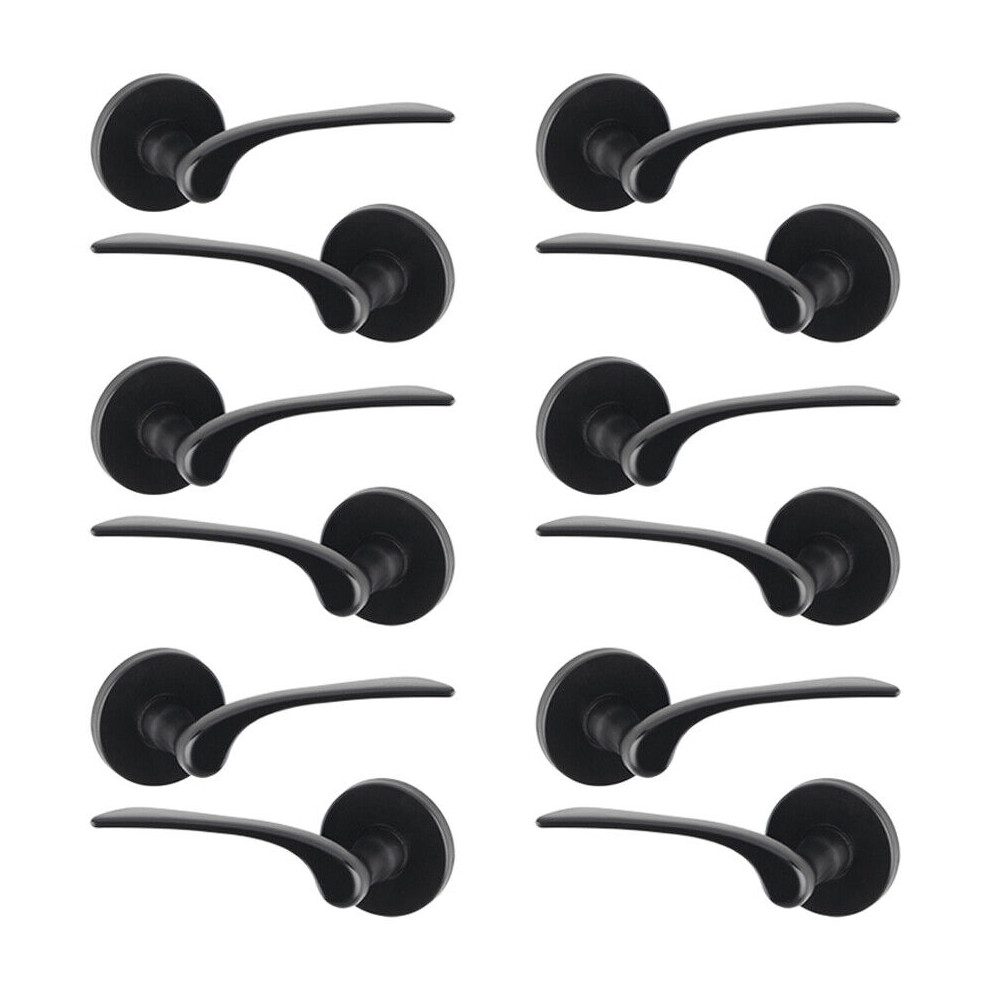 (6x Black Rose) 4/6Pcs Como Metal Door Easy Fits Lever Handles Polish Satin Rose Round Set, Fire Stain Scratch Resistant for All Doors, Easy Install T