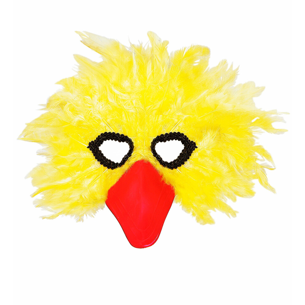 Yellow Feathered Big Bird Masquerade Mask with Beak